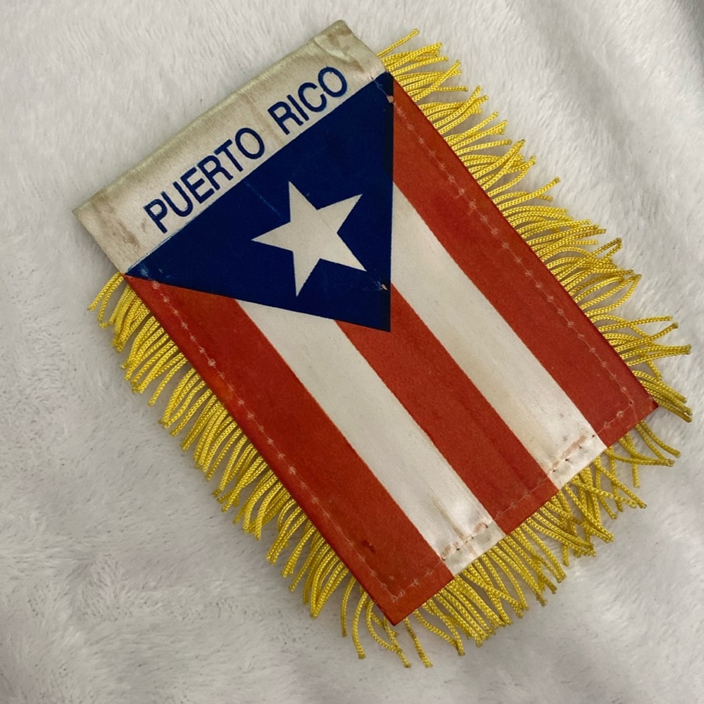 Puerto Rico 🇵🇷 golden fringe car rearview mirror flag
